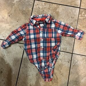 Oshkosh B’Gosh Red and Blue Plaid Kids One Piece Size 12 Months EUC Baby Boy